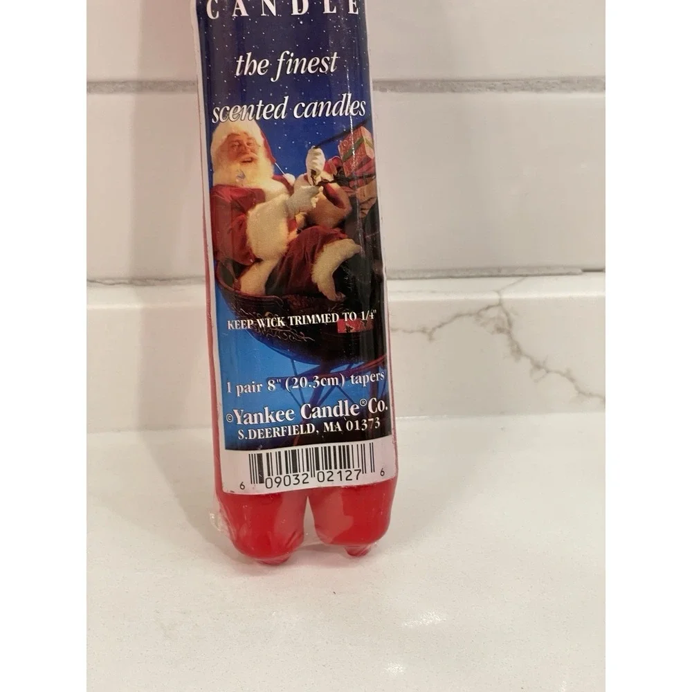 Vintage Yankee Candle Christmas Eve Taper‎ Candles 8 in. Pair Scented Red New